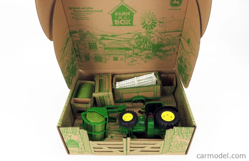 Britains Accessories Diorama Farm Building With Tractor John Deere And Trailer 1:32 Zelená Žlutá
