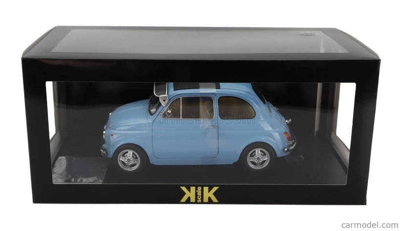 Fiat 500 F Custom s diskami Abarth 1968 v mierke 1:12 svetlo modrá