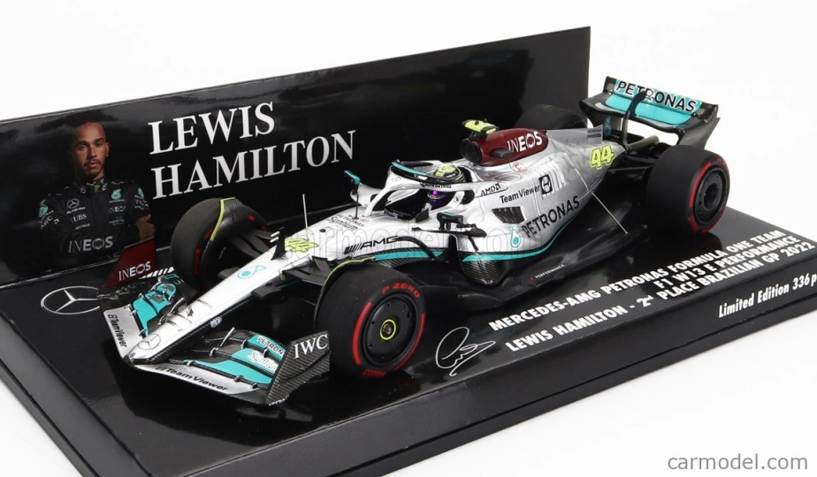 Minichamps Mercedes gp F1 W13e Team Mercedes-amg Petronas F1 N 44 2nd Brazilian Gp 2022 Lewis Hamilton 1:43 Silver Green