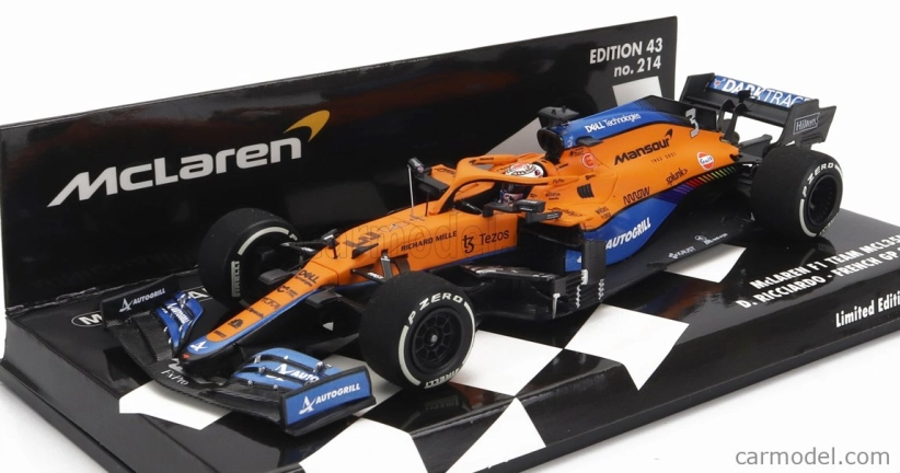 Minichamps Mclaren F1 Mcl35l Mercedes M12 Eq Power+ Team Mclaren N 3 French Gp 2021 Daniel Ricciardo 1:43 oranžová svetlo modrá