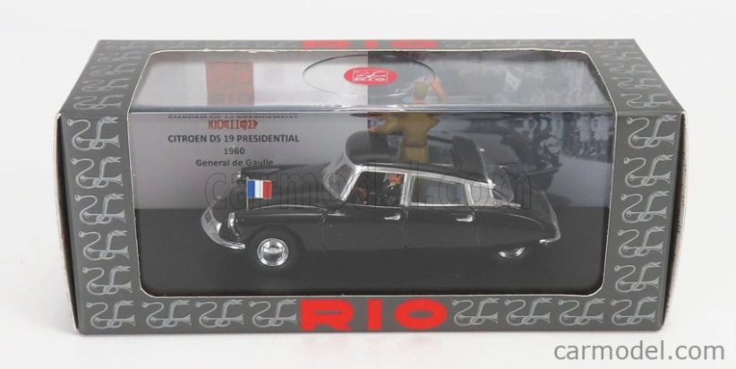 Rio-models Citroen Ds19 Cabriolet With General De Gaulle And Driver Figure 1960 1:43 Black