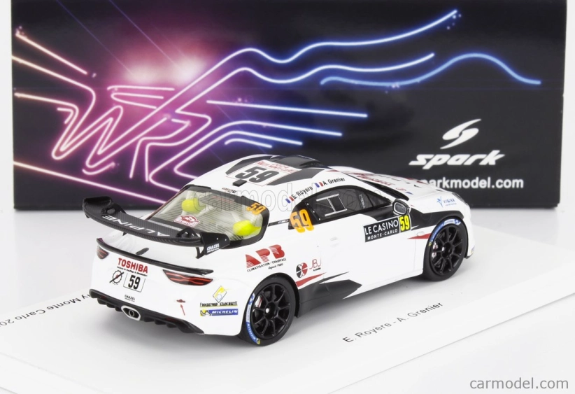 Spark-model Renault Alpine A110 Rgt Team Chazel Technologies Course N 59 2nd Rgt Rally Montecarlo 2024 Eric Royere - Alexis Grenier 1:43 White Black
