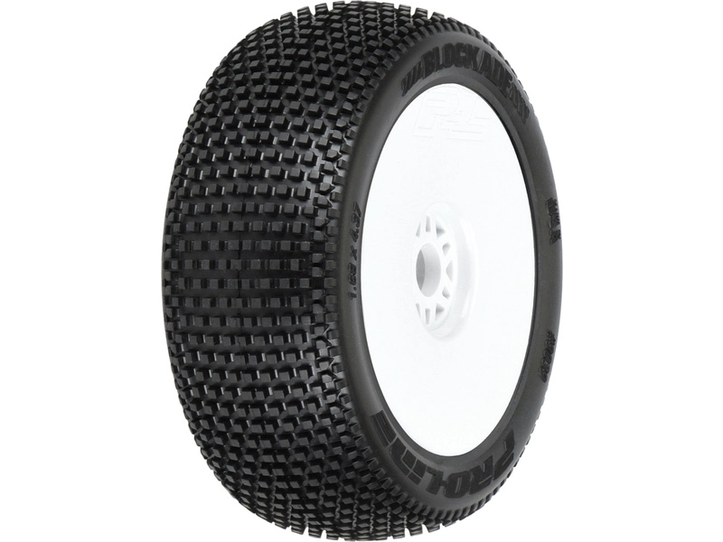 Kolesá Pro-Line 3,3", pneumatiky Blockade S3 Buggy, biely disk H17 (2)