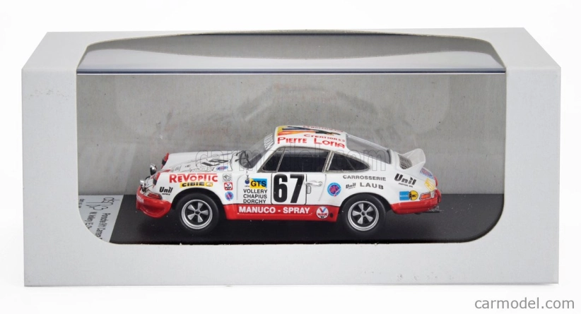 Trofeu Porsche 911 Carrera Rsr N 67 24h Le Mans 1974 William Vollery - Eric Vollery - Roger Dorchy 1:43 Bílá Zelená