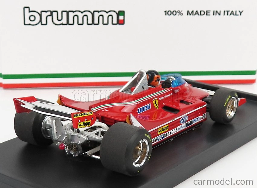 BAZAR – Brumm Ferrari F1  312t5 N 2 Veľká cena Brazílie 1980 Gilles Villeneuve – s figúrkou jazdca, mierka 1:43, červená