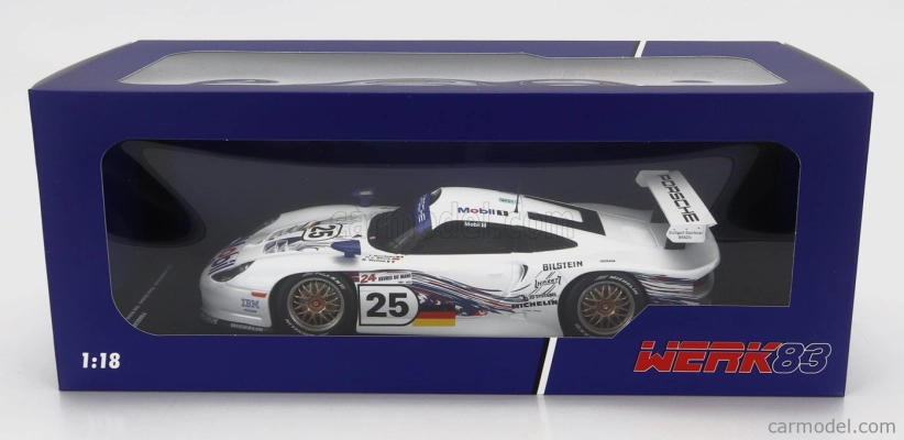 Werk83 Porsche 911 3.2l Gt1 Evo Team Porsche Ag N 25 24h Le Mans 1997 H.j.stuck - T.boutsen - B.wollek 1:18 Biela