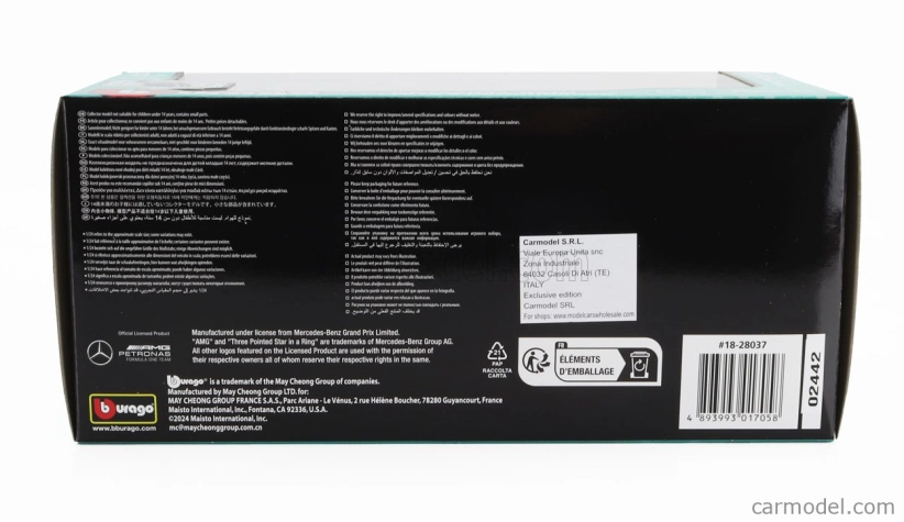 Bburago Mercedes gp F1 W14 Team Mercedes-amg Petronas Formula One N 44 Season 2023 Lewis Hamilton 1:24 Matt Black