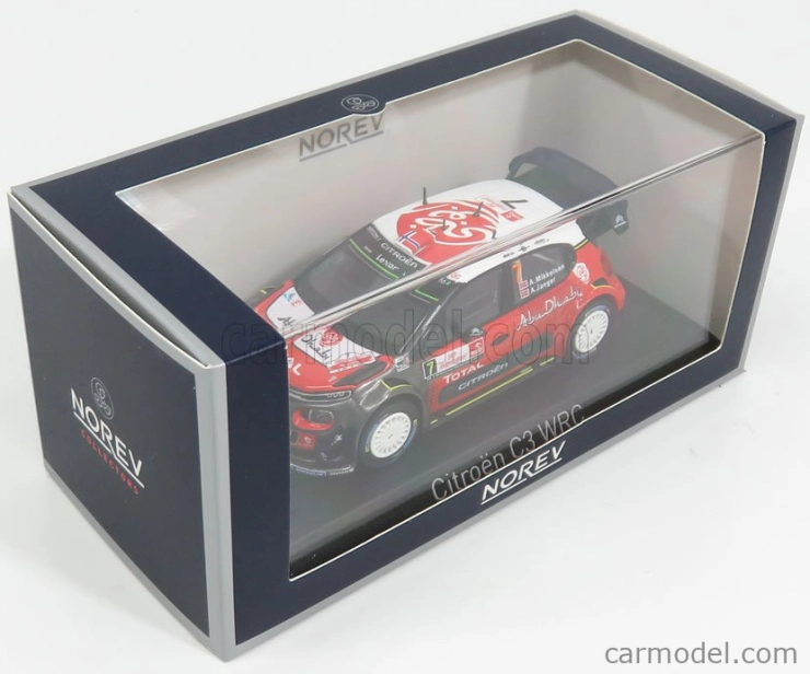 Norev Citroen C3 Wrc Abu Dhabi N 7 Rally Pologne 2017 A.mikkelsen - A.jaeger 1:43 Červená Biela Čierna