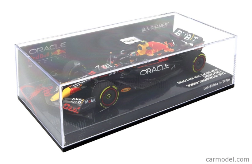 Minichamps Red bull F1 Rb18 Team Oracle Red Bull Racing N 11 Winner Singapore Gp 2022 Sergio Perez 1:43 Matná modrá žltá červená
