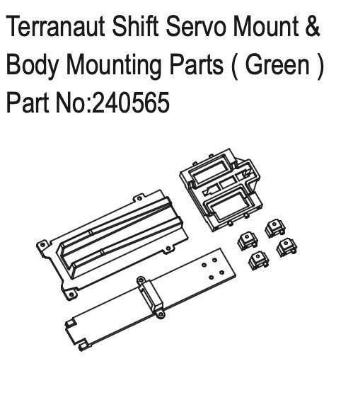 HBP240565 - Terranaut Shift Servo Mount & Body Mounting Parts ( Green )