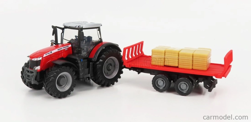 Bburago Massey ferguson 8740s Tractor With Trailer 2016 1:50 Red