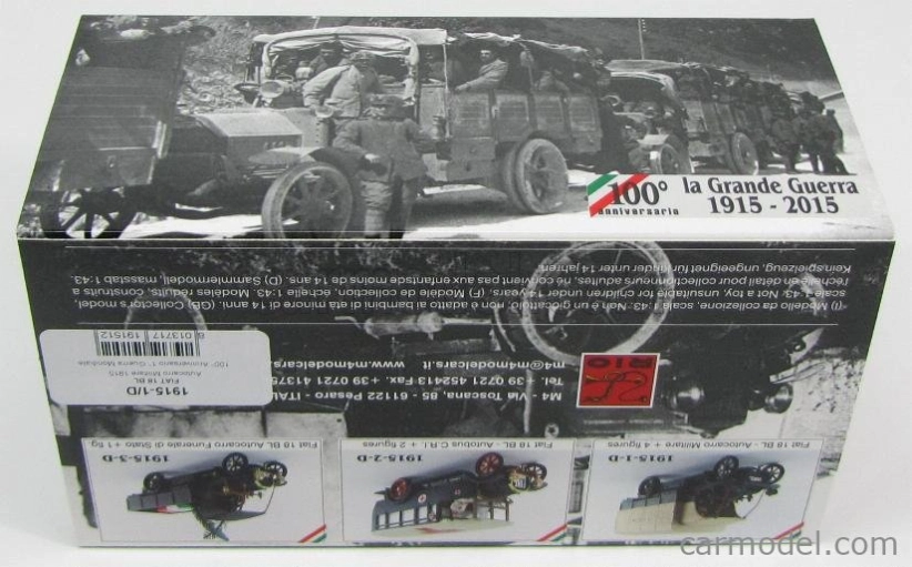 Rio-models Fiat 18bl Truck Telonato Esercito Italiano 1915 - 100th Anniversary La Grande Guerra 1:43 Vojenská Zelená
