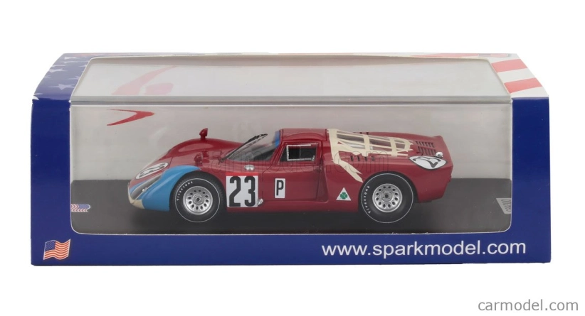 Spark-model Alfa romeo T33.2 Team Autodelta Spa N 23 24h Daytona 1968 Mario Andretti - Lucien Bianchi 1:43 Červená Modrá