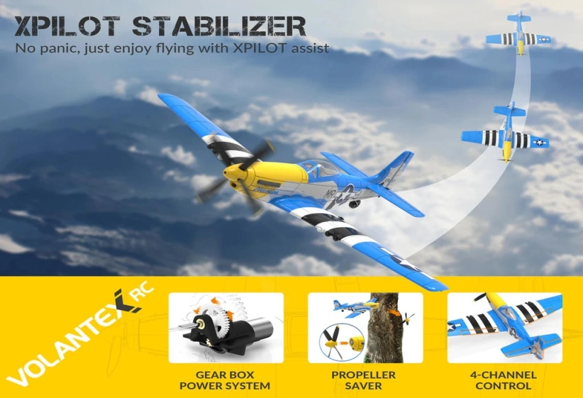 RC lietadlo Volantex Mustang P51D, modré | RCprofi.sk