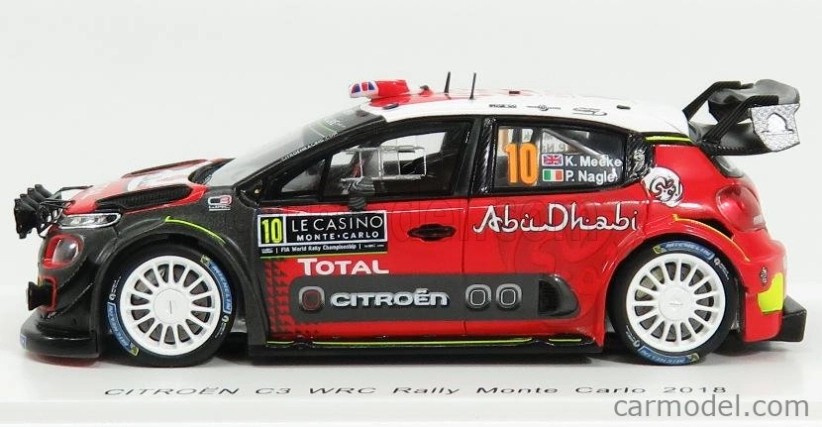 Spark-model Citroen C3 Wrc Team Citroen Total Abu Dhabi Wrt N 10 Rally Montecarlo 2018 K.meeke - P.nagle 1:43 Červená Bílá