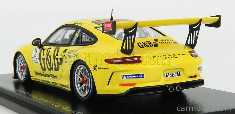 Spark-model Porsche 911 991 Gt3 Cup N 2 Champion Porsche Carrera Cup Scandinavia 2018 L.sundahl 1:43 Žltá