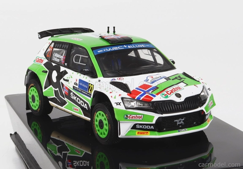 Ixo-models Škoda Fabia Rally2 Evo N 21 Rally Estland 2022 A.mikkelsen - T.eriksen 1:43 Zelená Biela Čierna