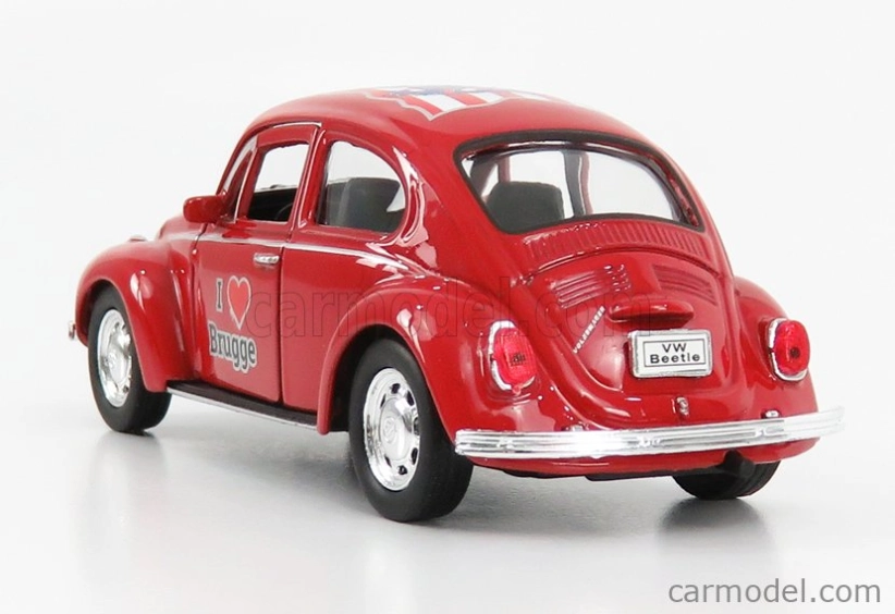 Welly Volkswagen Kafer Beetle 1959 - I Love Brugge - Without Box 1:34 Red