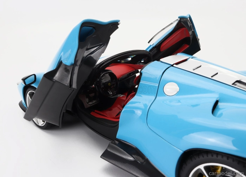 Bburago Ferrari Daytona Sp3 Closed Roof 2022 - Con Vetrina - With Showcase - Exclusive Carmodel 1:18 Střední Modrá
