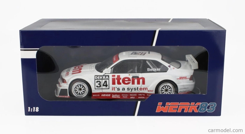 Werk83 BMW radu 3 325i Coupe (e36) Team Ws-dhl N 34 Dtm Sezóna 1994 Harald Becker 1:18 Biela červená