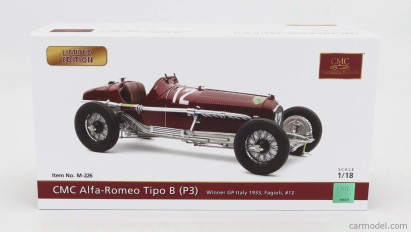 Cmc Alfa romeo F1 P3 N 12 Winner Italy Gp 1933 Fagioli 1:18 červená