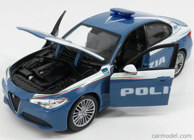 Bburago Alfa Romeo Giulia Polizia 2016 1:24 modrá biela