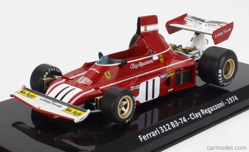 Edicola Ferrari F1 312 B3-74 N 11 Sezóna 1974 Clay Regazzoni - Con Vetrina - S vitrínou 1:24 červená biela