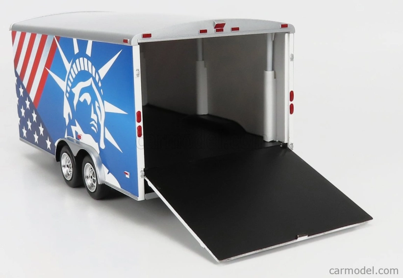 Autoworld Accessories Car Transporter Trailer 2000 1:18 Červená Bílá Modrá