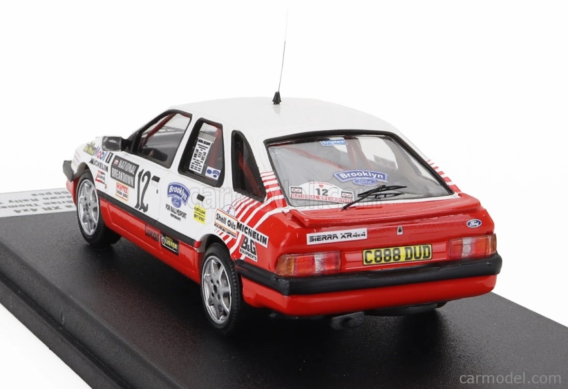 Trofeu Ford england Sierra Xr 4x4 (nočná verzia) N 12 Rally National Breakdown 1987 Phil Collins - Brian Thomas 1:43 Biela červená