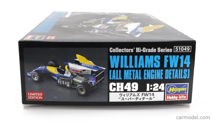 Hasegawa Williams F1 Fw14b Renault N 5 Majster sveta Sezóna 1992 Nigel Mansell - celokovový motor Dáta 1:24 /