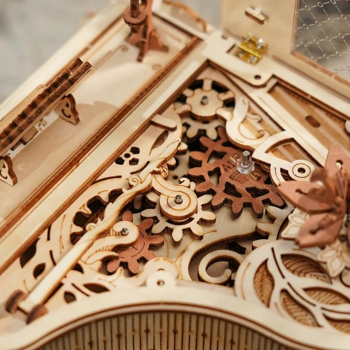 RoboTime 3D dřevěná skládačka hrací skříňky Kouzelné piano (mechanický pohon) - poškozený obal
