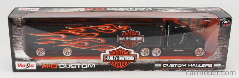 Maisto Truck H-d Haulers Truck Harley Davidson Car Transporter 2021 1:64 Black
