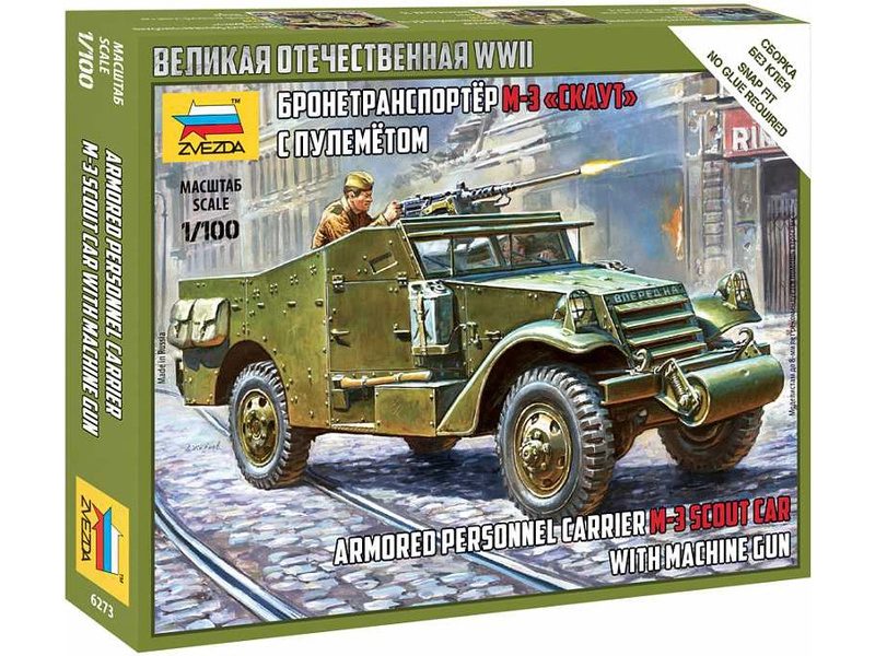 Zvezda Sovietsky prieskumný automobil M-3 s guľometom (1:100)