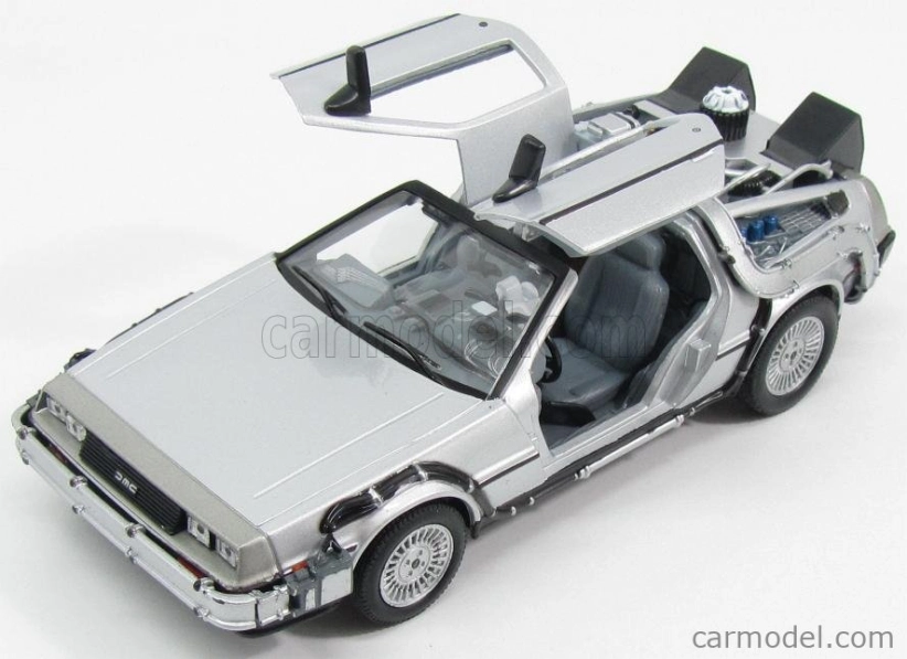 Welly De lorean Set 3 X Time Machine - Back To The Future 1 - 2 - 3 - Ritorno Al Futuro 1 - 2 - 3 1:24 Silver
