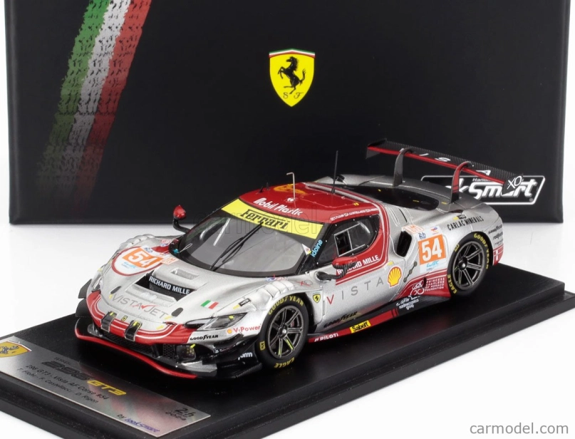 Looksmart Ferrari 296 Gt3 3.0l Turbo V6 Team Vista Af Corse N 54 24h Le Mans 2024 Davide Rigon - Francesco Castellacci - Thomas Flohr 1:43 Silver Red