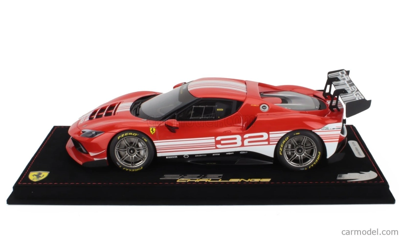 Bbr-models Ferrari 296 Gt3 3.0l Twin Turbo V6 Challenge N 32 Launch Version 2023 - Con Vetrina - With Showcase 1:18 Červená Bílá