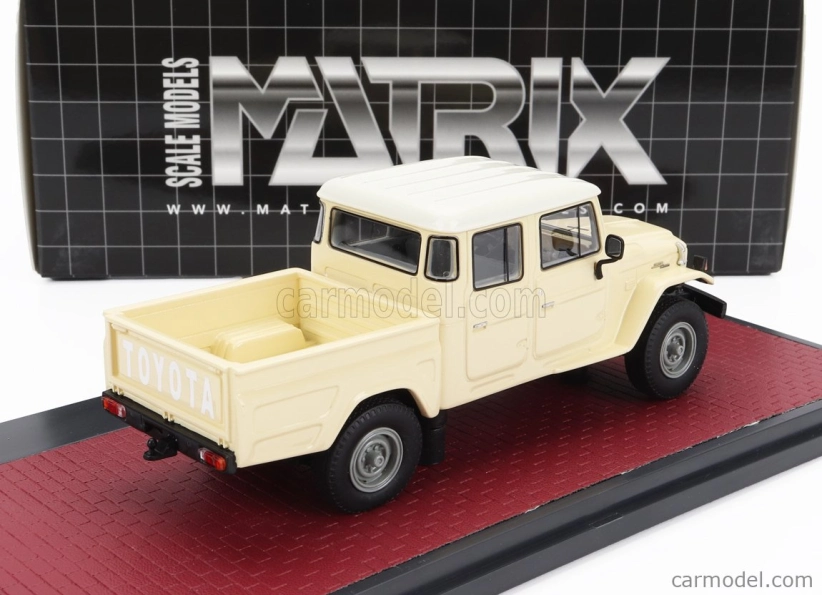Modely v mierke Matrix Toyota Hj45 Land Cruiser Crew Cab Pick-up 1979 1:43 Cream White