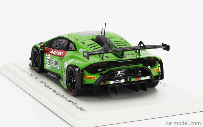 Spark-model Lamborghini Huracan Gt3 Evo 2 Team Grasser Racing 24h Spa 2023 F.crestani - S.neary - G.tweraser - R.capo 1:43 Green Black