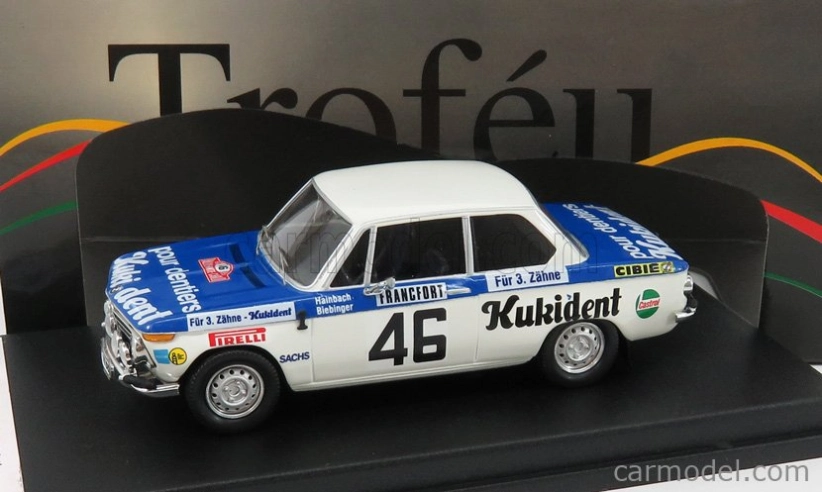 Trofeu BMW 2002ti N 46 Rally Montecarlo 1973 R.hainbach - W.biebinger 1:43 Bílá Modrá