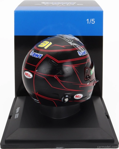 Spark-model prilby Bell F1 Casco Prilba Renault A523 Team Bwt Alpine N 31 Sezóna 2023 Esteban Ocon 1:5 Black Red