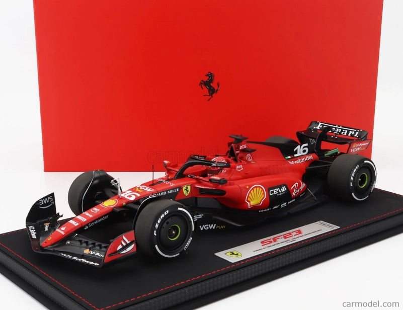 Bbr-models Ferrari F1 Sf-23 Team Scuderia Ferrari N 16 4th Singapore Gp 2023 Charles Leclerc - Con Vetrina - With Showcase 1:18 Červená Černá