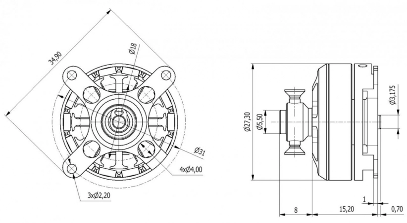 AXI 2203/46 V2 striedavý motor