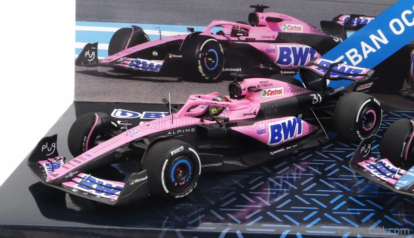 Minichamps Renault Set 2x F1 A523 Team Bwt Alpine N 31 8th Miami Gp 2023 + N 31 Bahrain Gp 2023 Esteban Ocon 1:43 Modrá čierna ružová