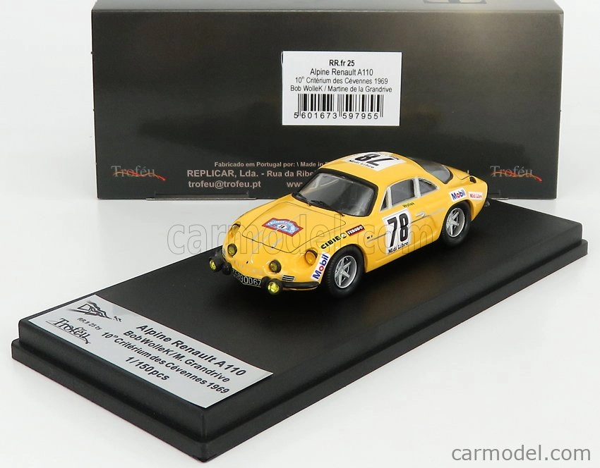 Trofeu Renault A110 Alpine N 78 Rally Criterium Des Cevennes 1969 B.wollek - M.grandrive 1:43 Žlutá