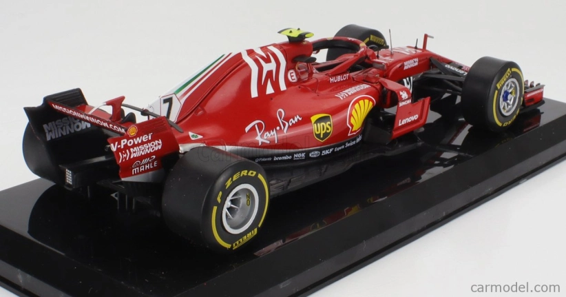 Edicola Ferrari F1  Sf71h N 7 Season 2018 Kimi Raikkonen - Con Vetrina - With Showcase 1:24 Red
