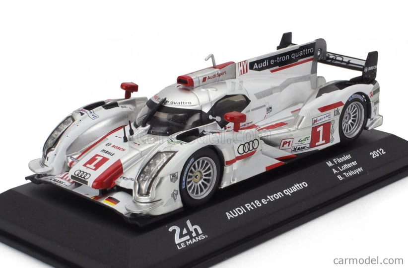Edicola Audi R18 E-tron Quattro Tdi 3.7l Turbo V6 Hybrid Team Audi Sport Joest N 1 Winner 24h Le Mans 2012 Andre Lotter - Marcel Fassler - Benoit Treluyer 1:43 Bílá Stříbrná Červená