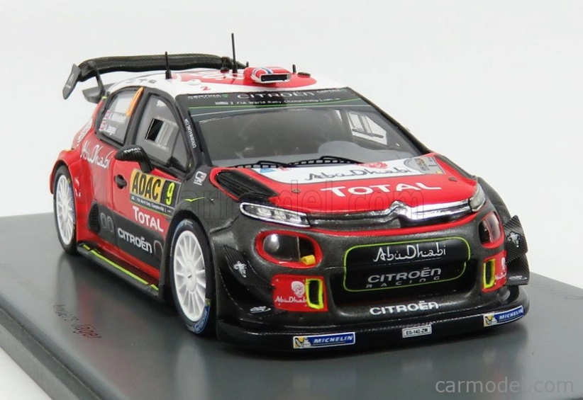 Spark-model Citroen C3 Wrc Team Citroen Total Abu Dhabi Wrt N 9 Rally Nemecko 2017 A.mikkelsen - A.jager 1:43 Červená čierna biela