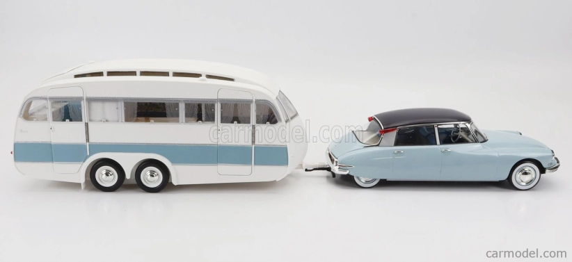 Norev Citroen Ds19 s Roulotte 1960 1:18 modrá biela