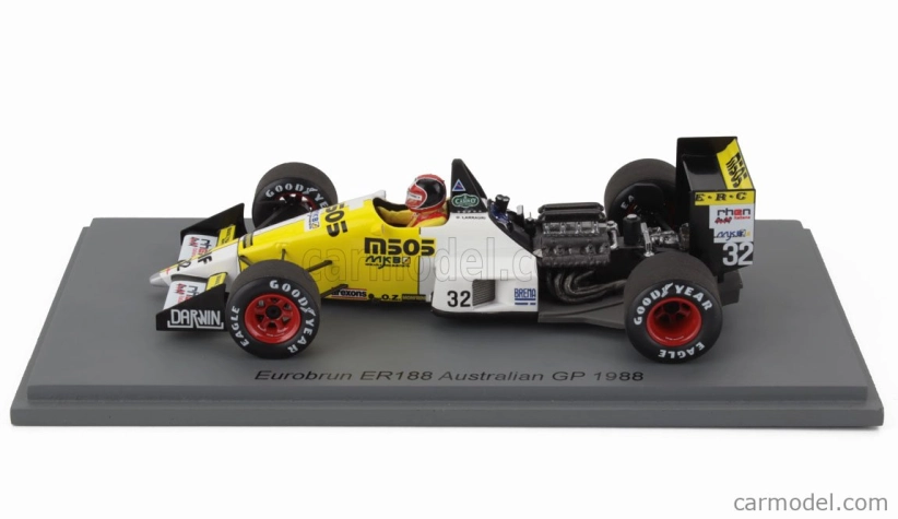Spark-model Eurobrun F1  Er188 N 32 Australian Gp 1988 Oscar Larrauri 1:43 Žlutá Bílá Černá