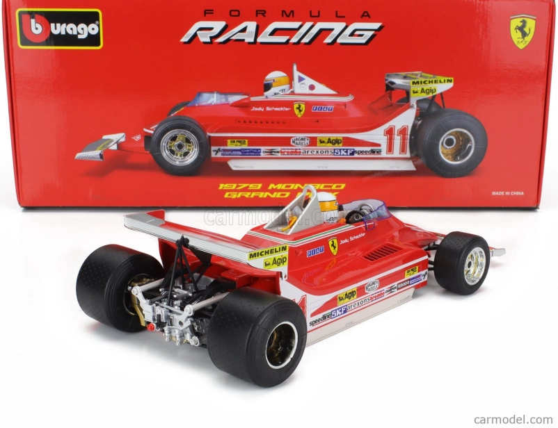 Bburago Ferrari F1 312t4 Short Tail N 11 Winner Monaco Gp Jody Scheckter (with Pilot) 1979 World Champion 1:18 Red